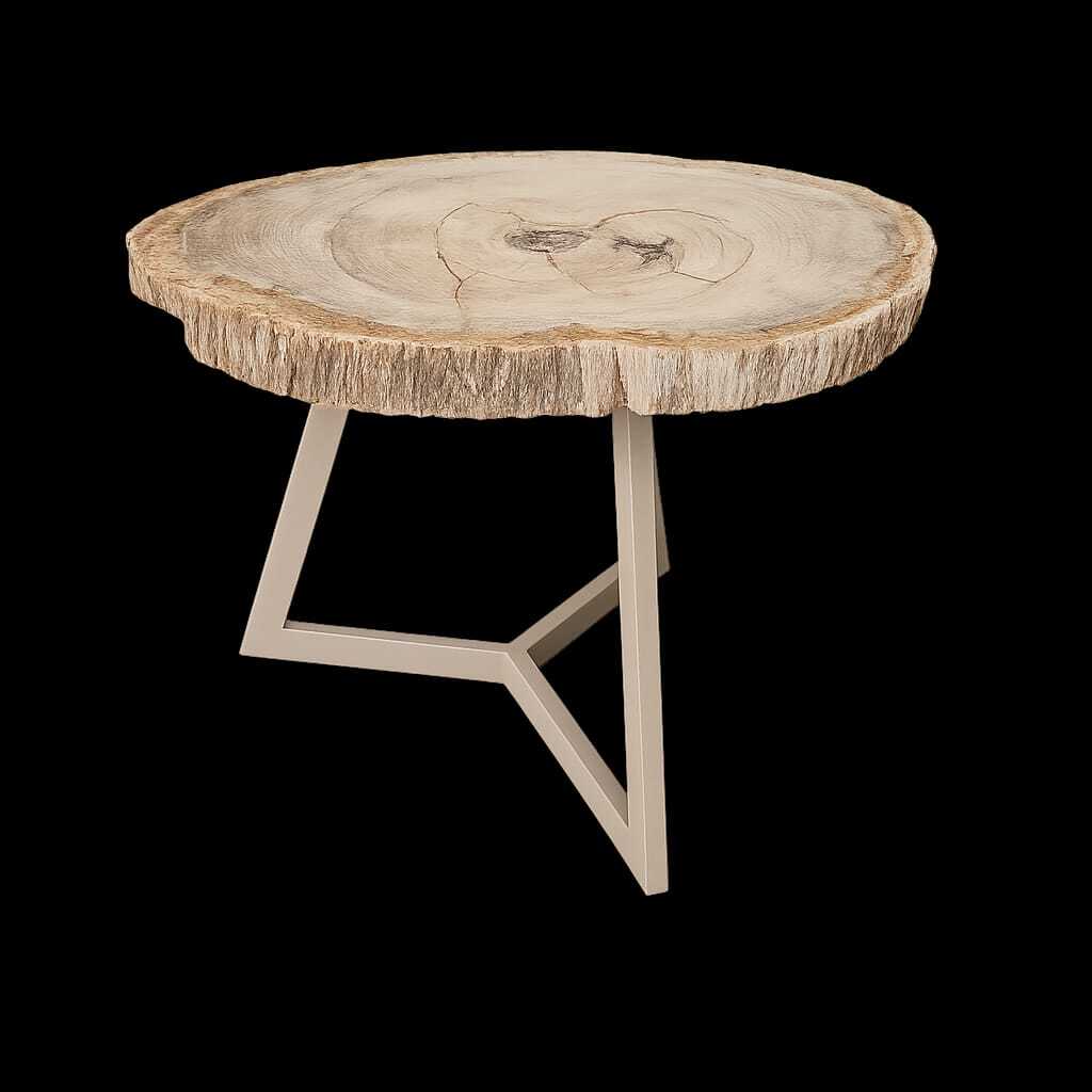 Garung petrified wood coffeetable high cream leg