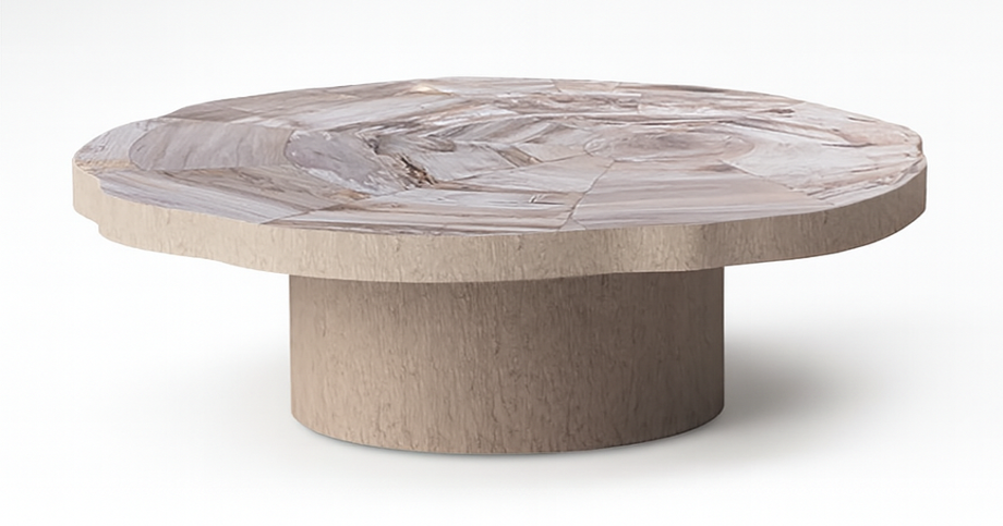 Manipa salontafel versteend hout 70x70 cm lichte kleur